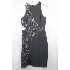 Aiden Mattox Black Lace Cut Out Midi Cocktail Dress-Size 4-Whimsigoth-Lined